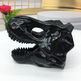 black obsidian dinosaur skull