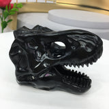 black obsidian dinosaur skull