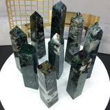 blue moss agate tower