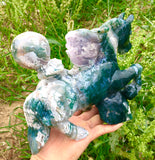 moss agate horse carving