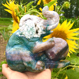 moss agate Elephant carving