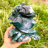 moss agate fish carving