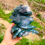 moss agate fish carving