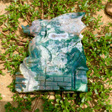 moss agate dragon carving