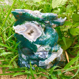 moss agate dragon carving