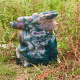 moss agate dragon carving