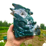 moss agate dragon carving