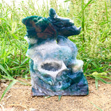moss agate dragon carving