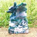 moss agate dragon carving