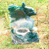 moss agate dragon carving