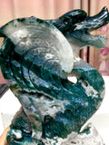 moss agate big dragon carving