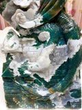moss agate big dragon carving