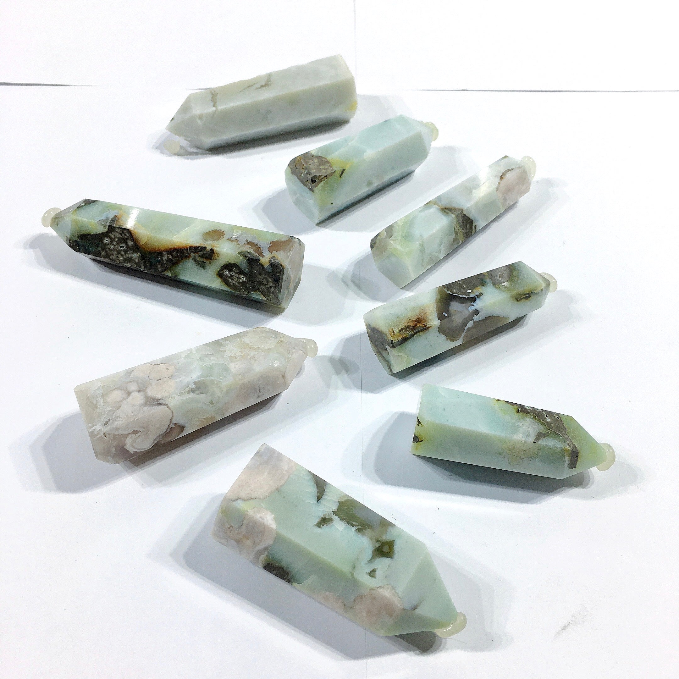 green floral agate tower