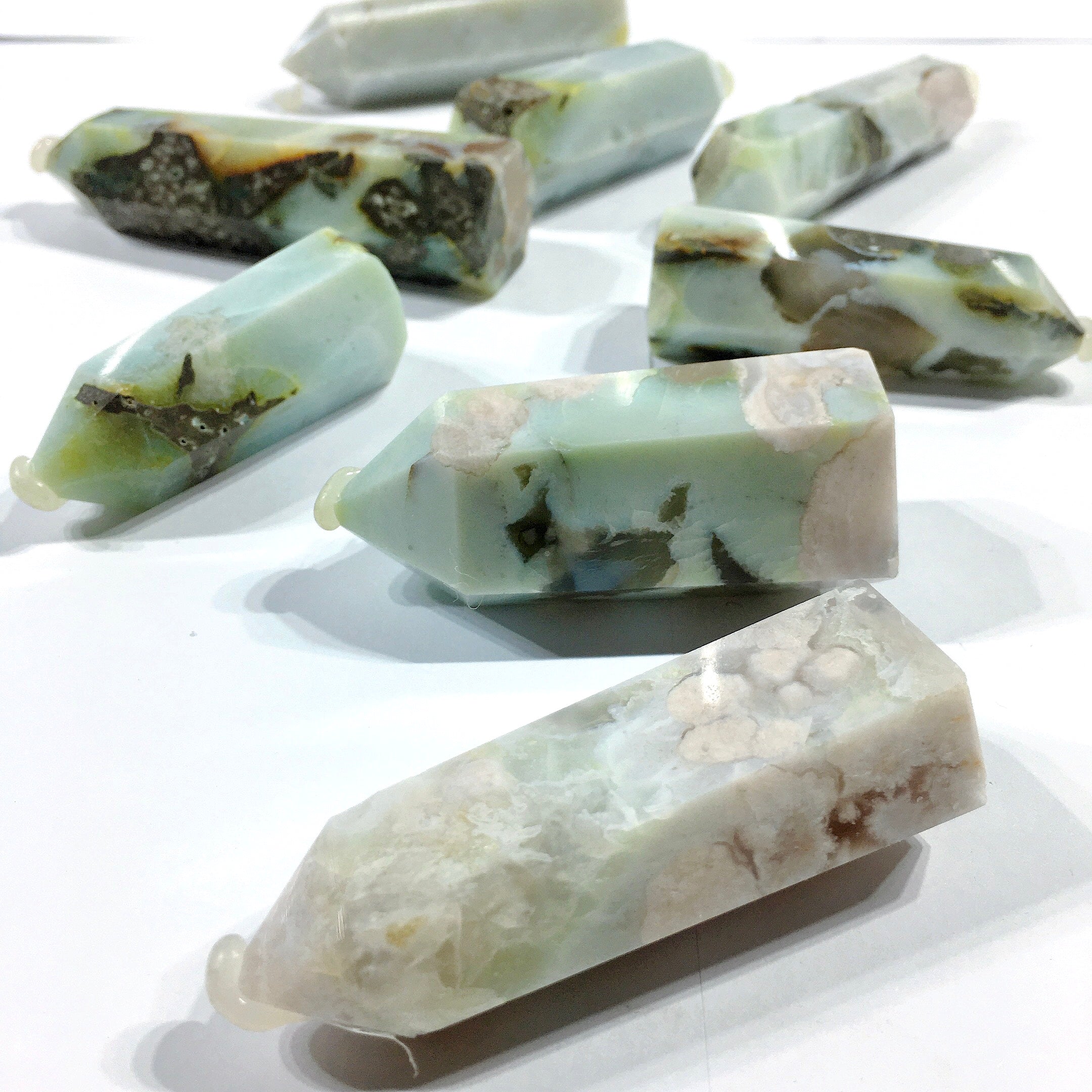 green floral agate tower
